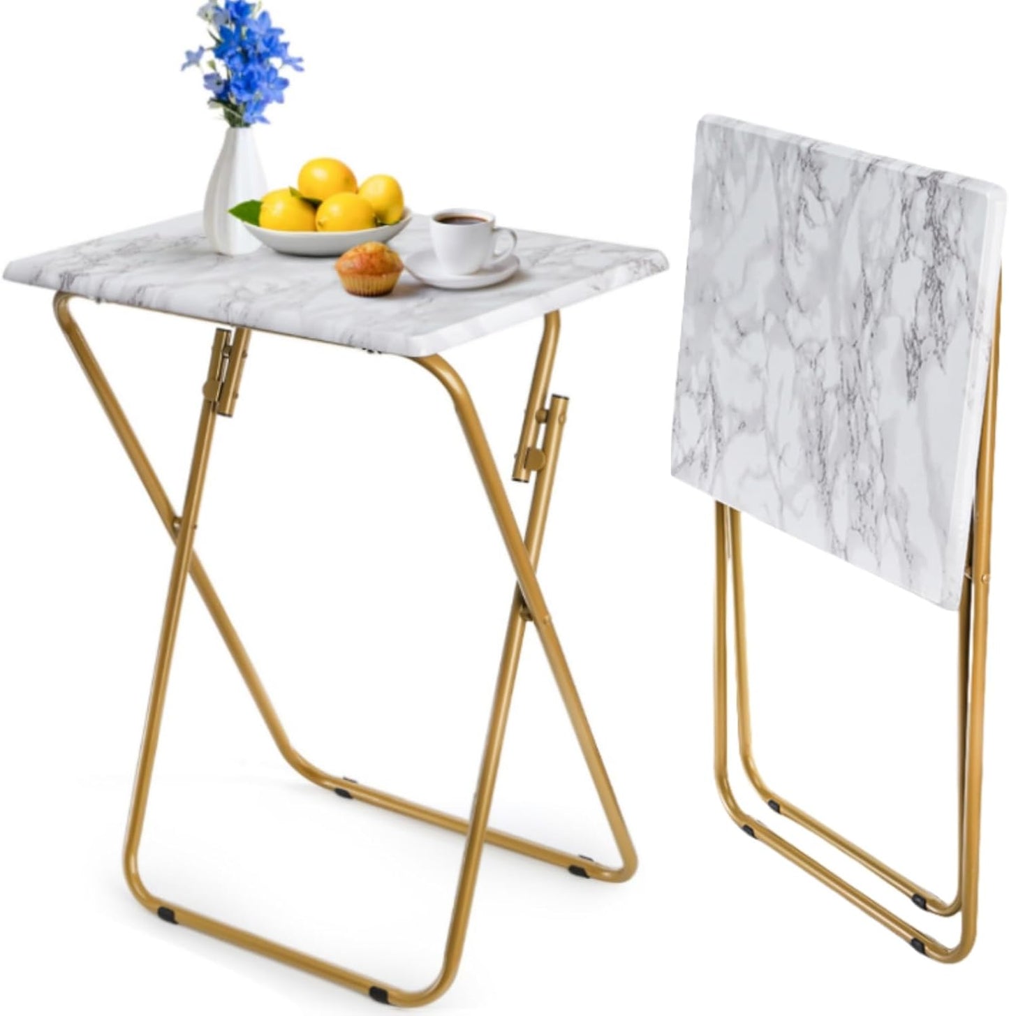 Portable Marble Tray Table - No Assembly, Anywhere Dining
