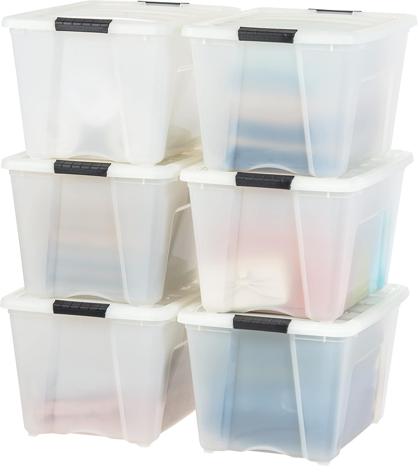 IRIS USA 54 Qt Stackable Plastic Storage Bins - 6 Pack