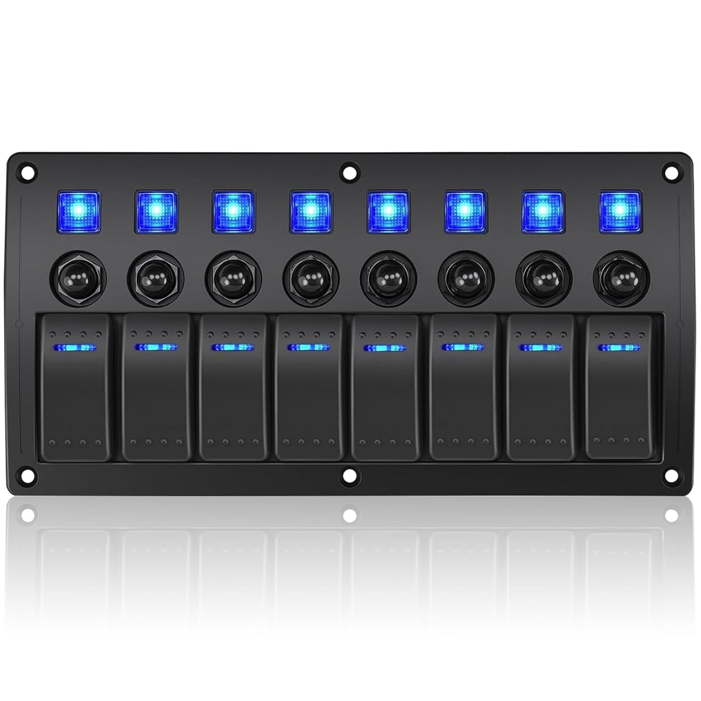 Marine Boat Switch Panel Waterproof with 8 Gang Rocker Switches