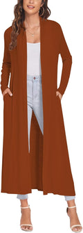 Bluetime Women Floor Length Open Front Cardigan - Lightweight Maxi few