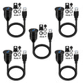 USB 3.0 Car Mount Flush Cable Extension 5 Pack - Waterproof 1ft