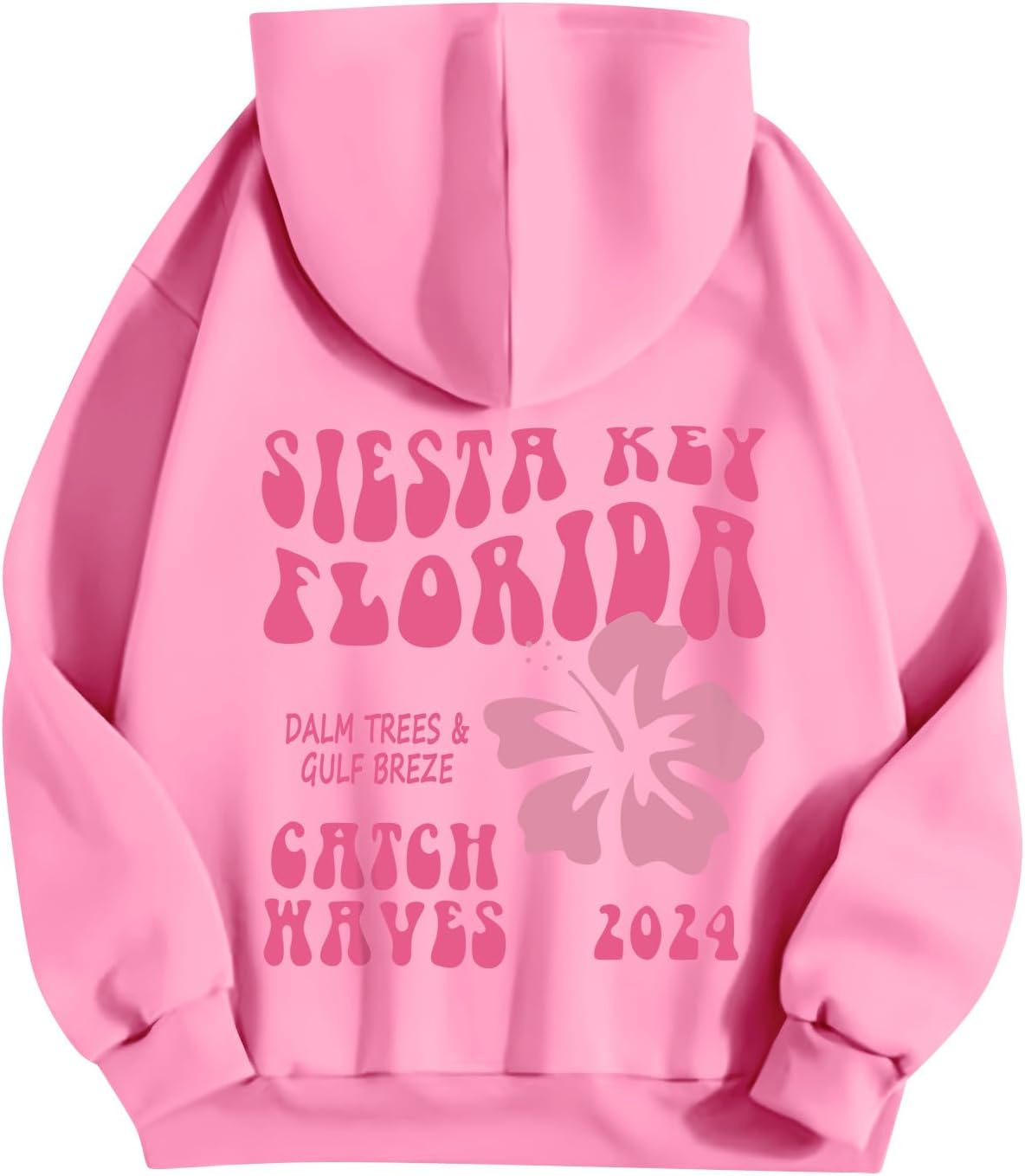 Cute Letter Print Pink Palm Oversized Hoodie