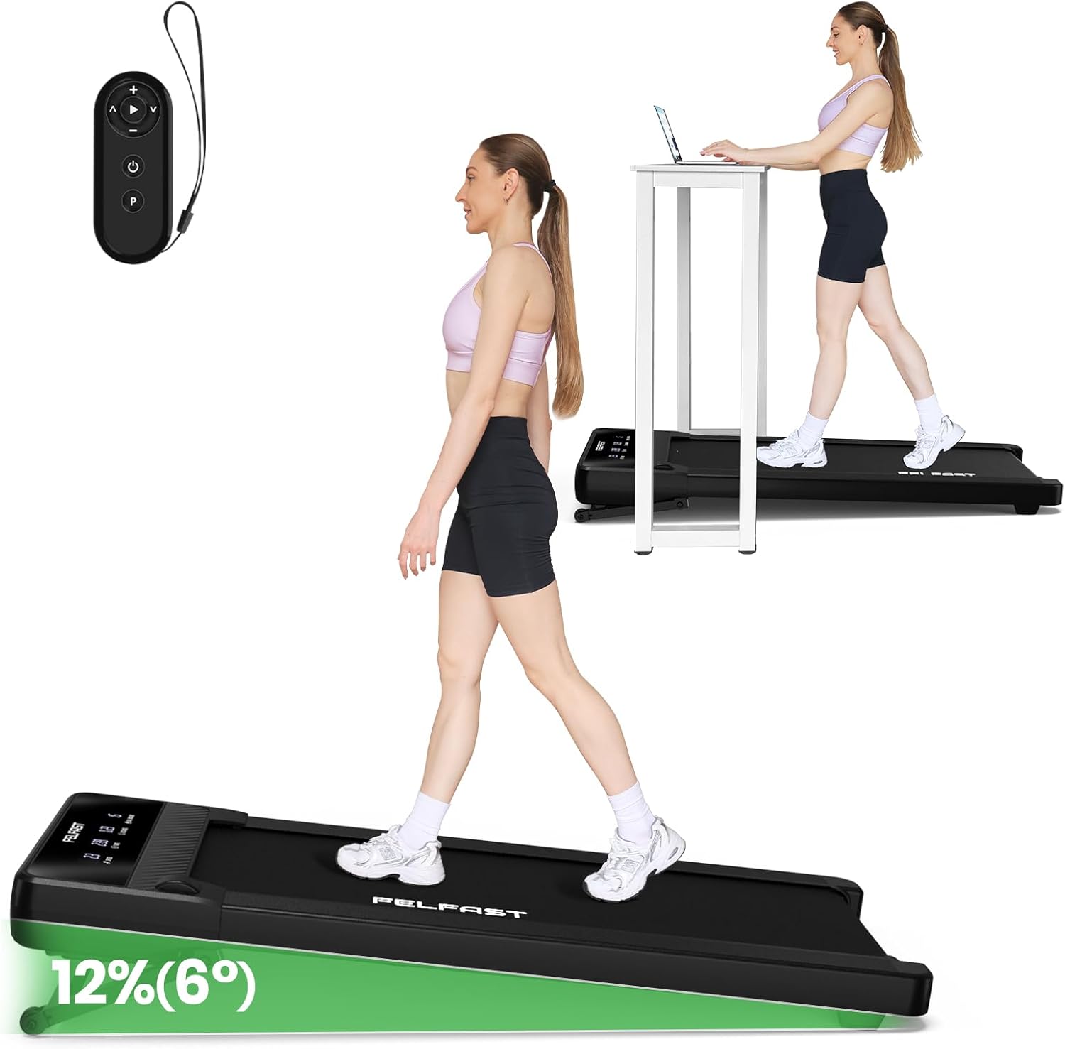 Fastlane Walking Pad: 6 Incline, Remote Control, HIIT, 450Lbs Capacity