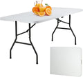 Folding Table Plastic Picnic Table 6 FT - Portable, Sturdy Surface