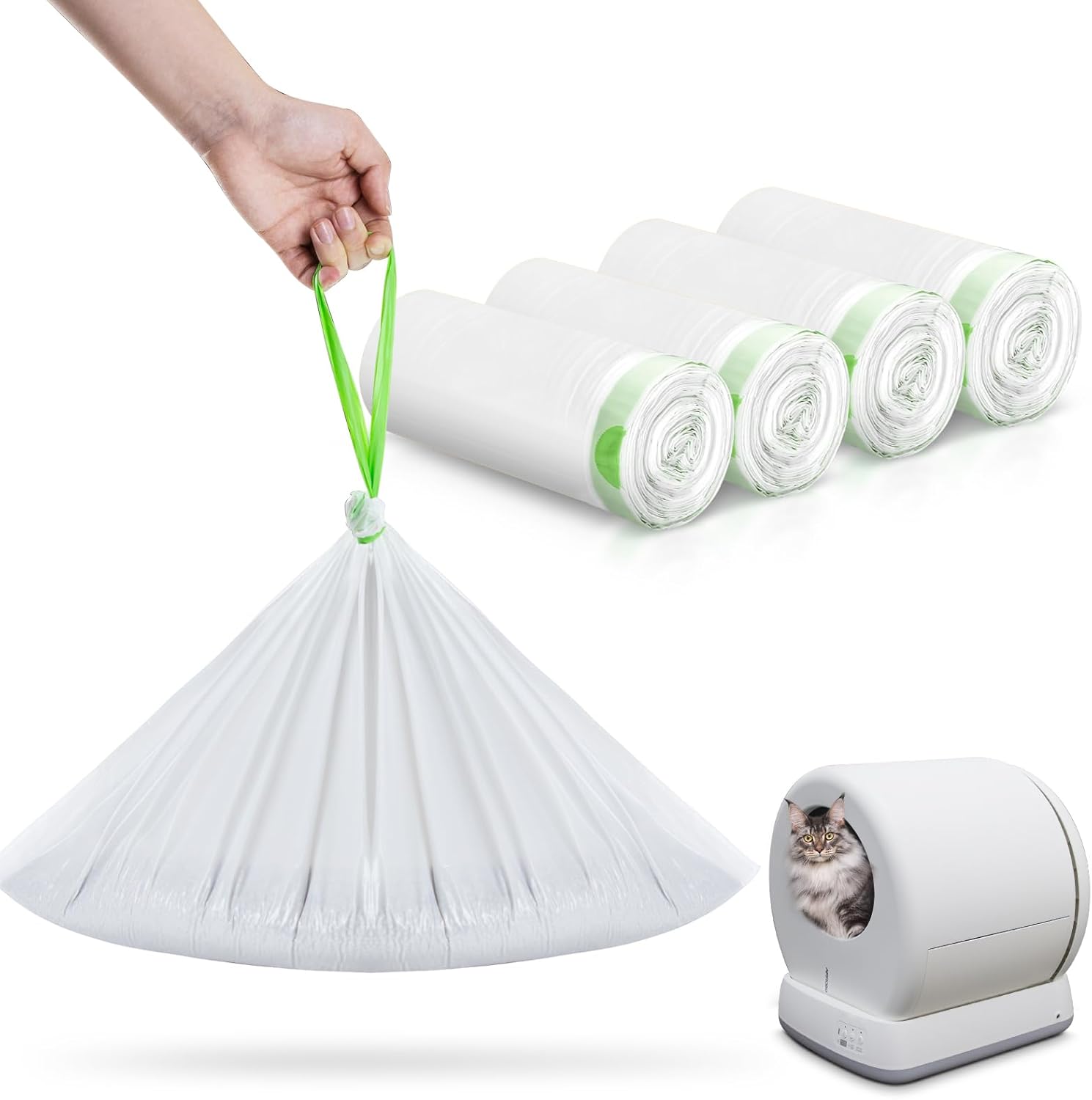 120 Pack Cat Litter Box Liners for Meo Want SC01 and More