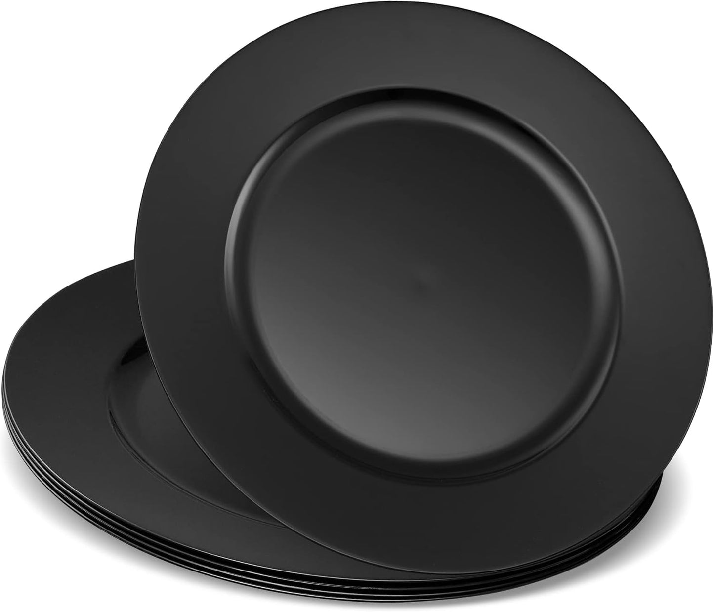 Elegant Black Party Chargers - Pack of 6 - Stylish Tableware