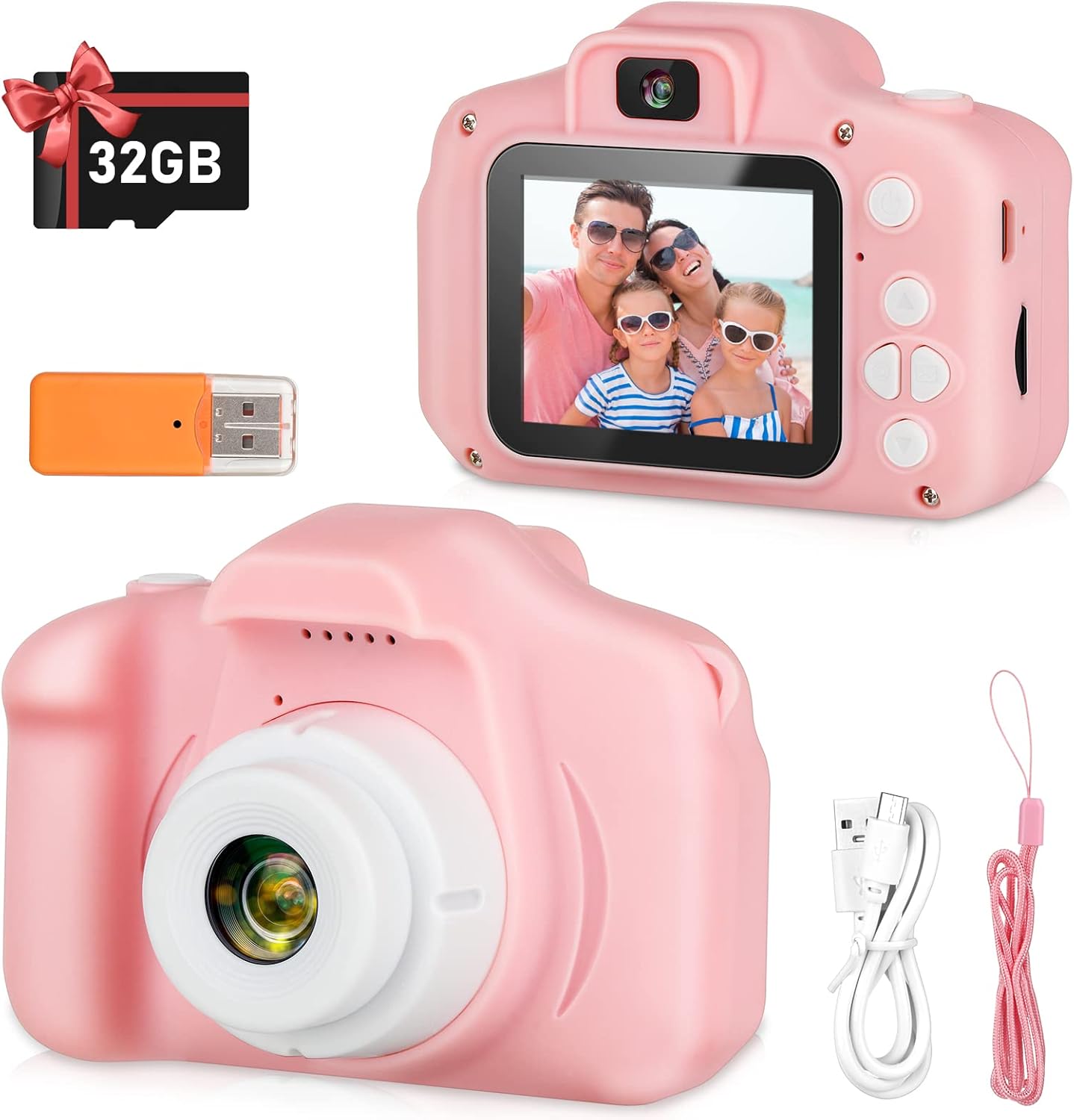 Zeacool Kids Camera - HD Selfie Fun! Perfect Gift 3-9Yrs, 32GB SD, Pink