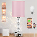 Elegant Pink Touch Bedside Lamps with USB Charging Ports