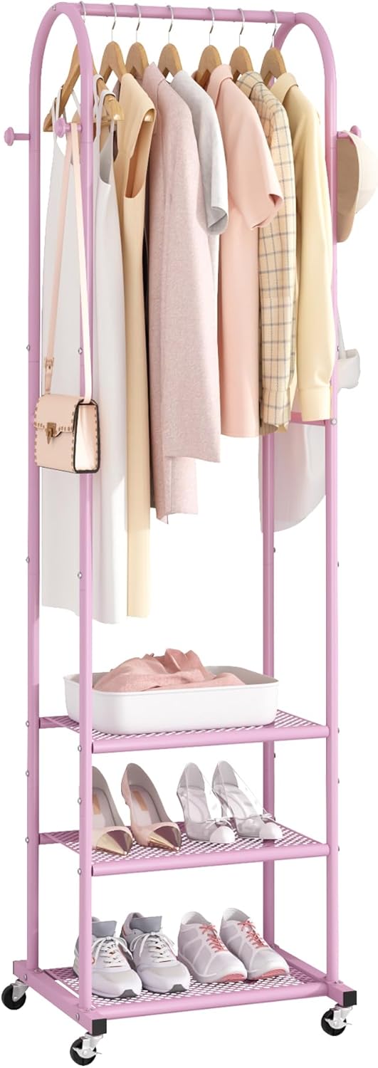 Heavy Duty Clothing Rack with Wheels for Small Spaces