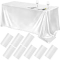 White Satin Tablecloth 102 x 58 in Overlay 8-Pack - Elegant Event
