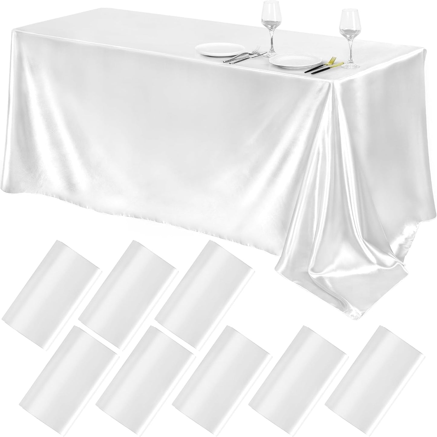 Elegant White Satin Tablecloths for Weddings and Events
