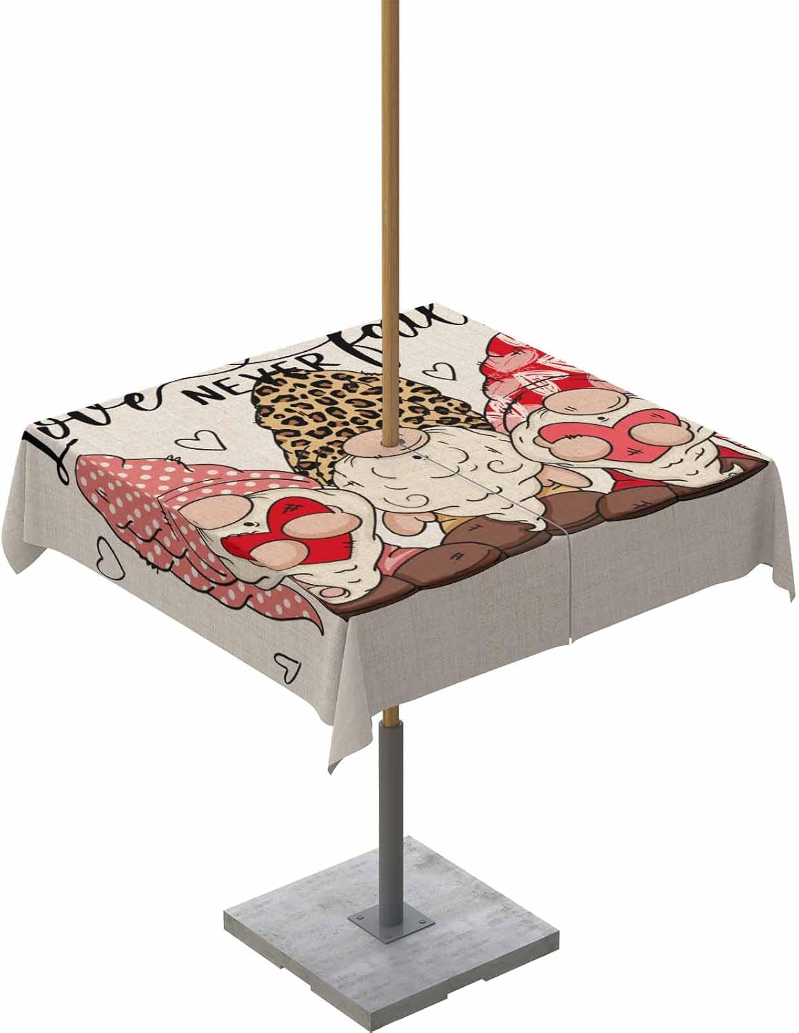 Love Heart Waterproof Outdoor Tablecloth - 54x54in