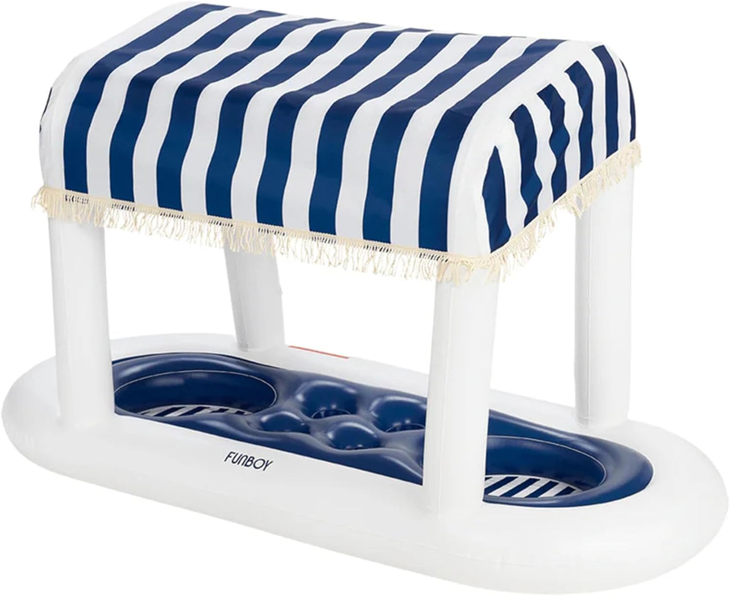 Giant Floating Navy Cabana Stripe Drink Station for Summer Fun
