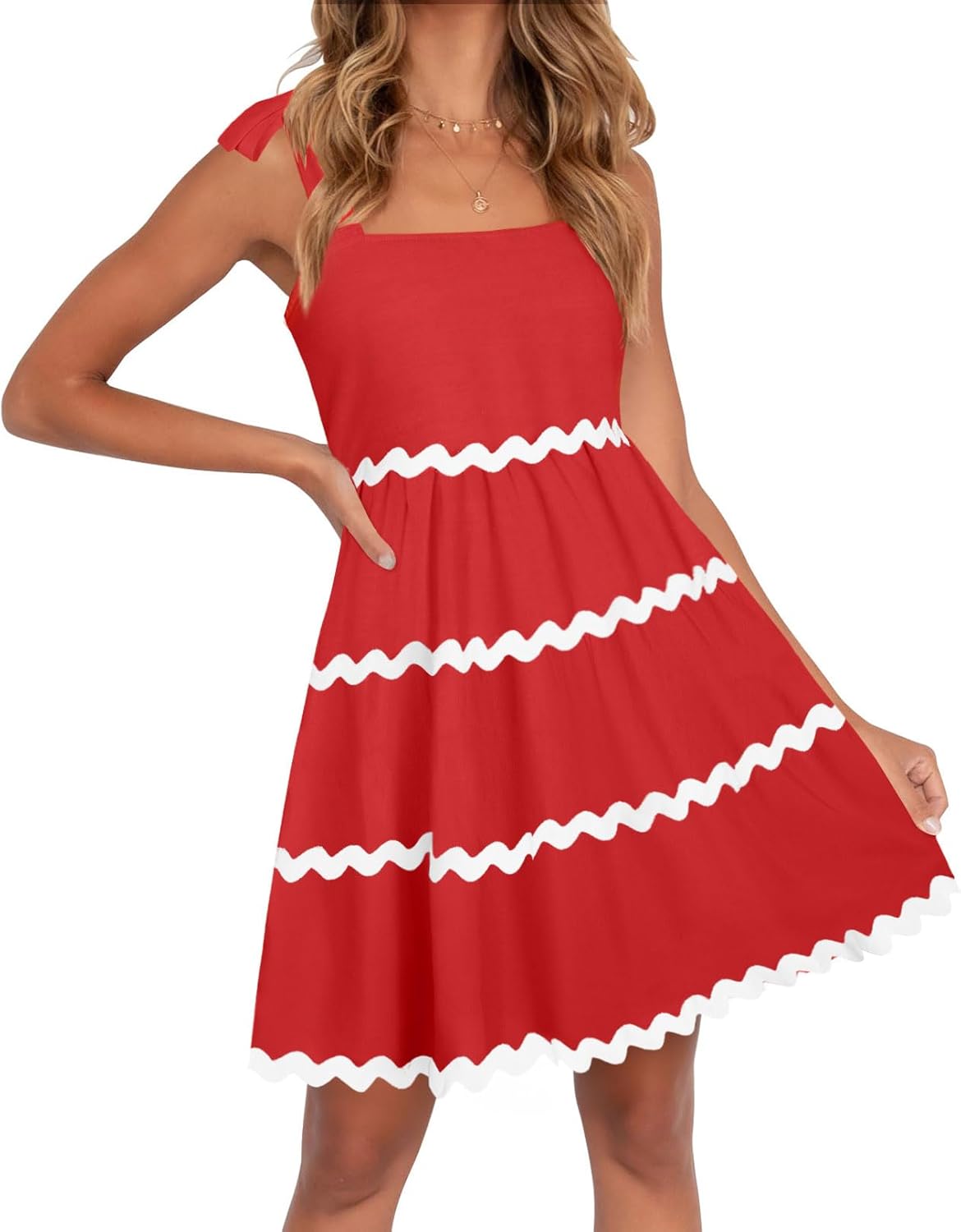 ZESICA Women's Summer Swing Mini Dress for Casual Style
