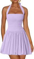 Kaximil Women's Halter Corset Mini Dress - Flattering Bubble Hem