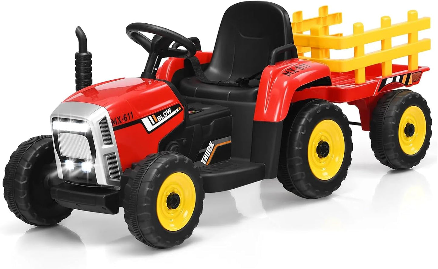 Ride On Tractor with Trailer for Kids - HONEY JOY Electric Toy