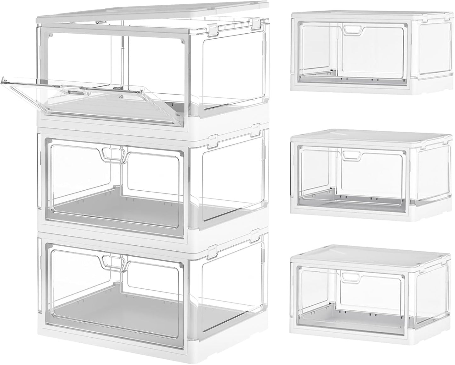 Clear Storage Bins with Lids - 24Qt Stackable Organizers