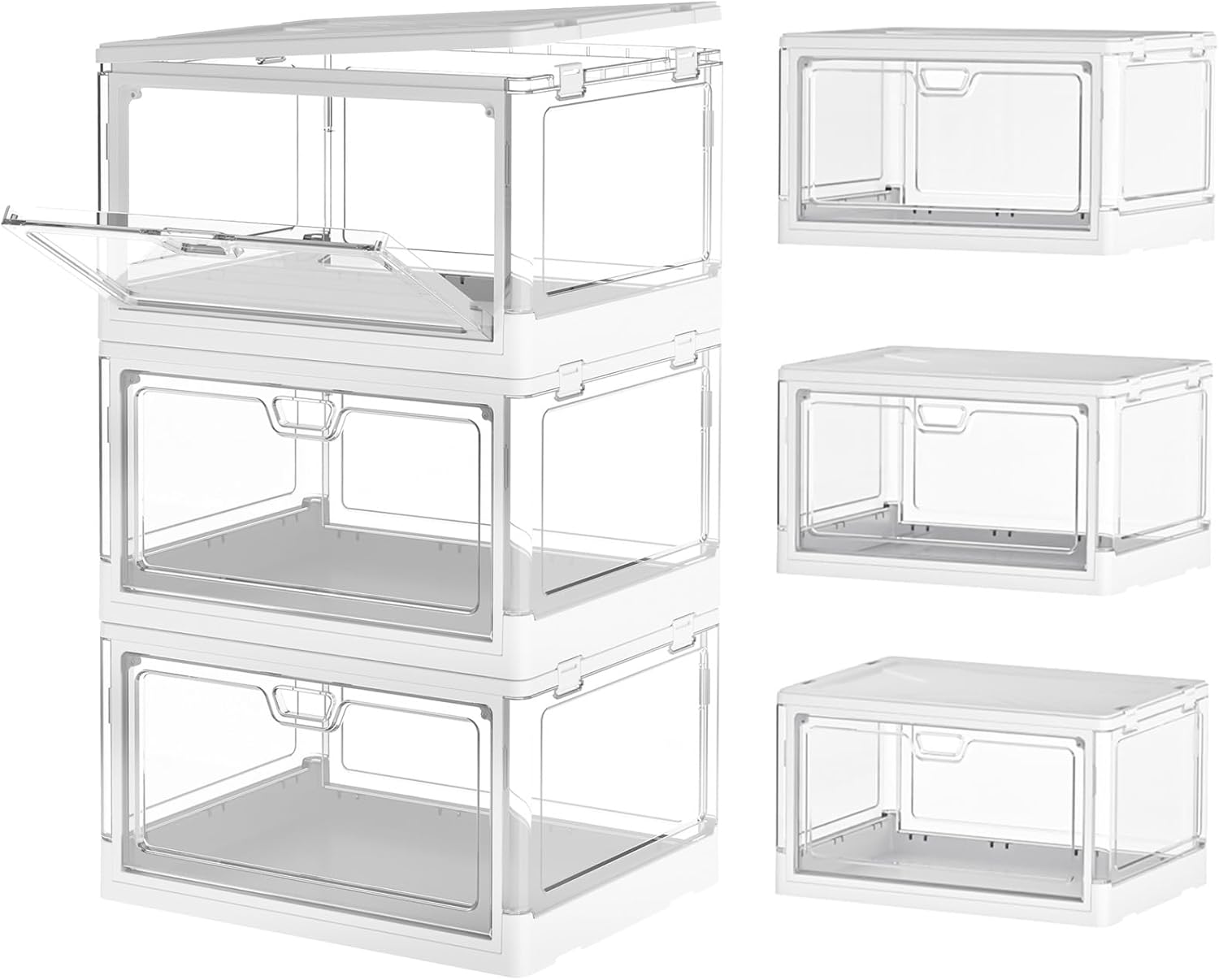 Clear Storage Bins with Lids - 24Qt Stackable Organizers