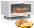 Bread Box for Kitchen Countertop Farmhouse Bread Holder - Wooden White