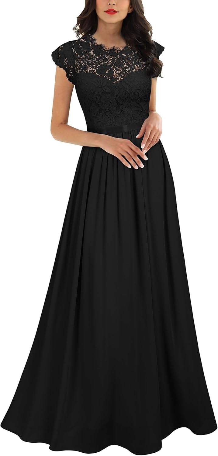 Miusol Women's Formal Floral Lace Evening Party Maxi Dress Review