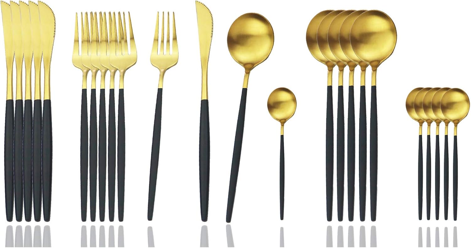 JASHII 24-Piece Stainless Steel Flatware Set for Home Dining