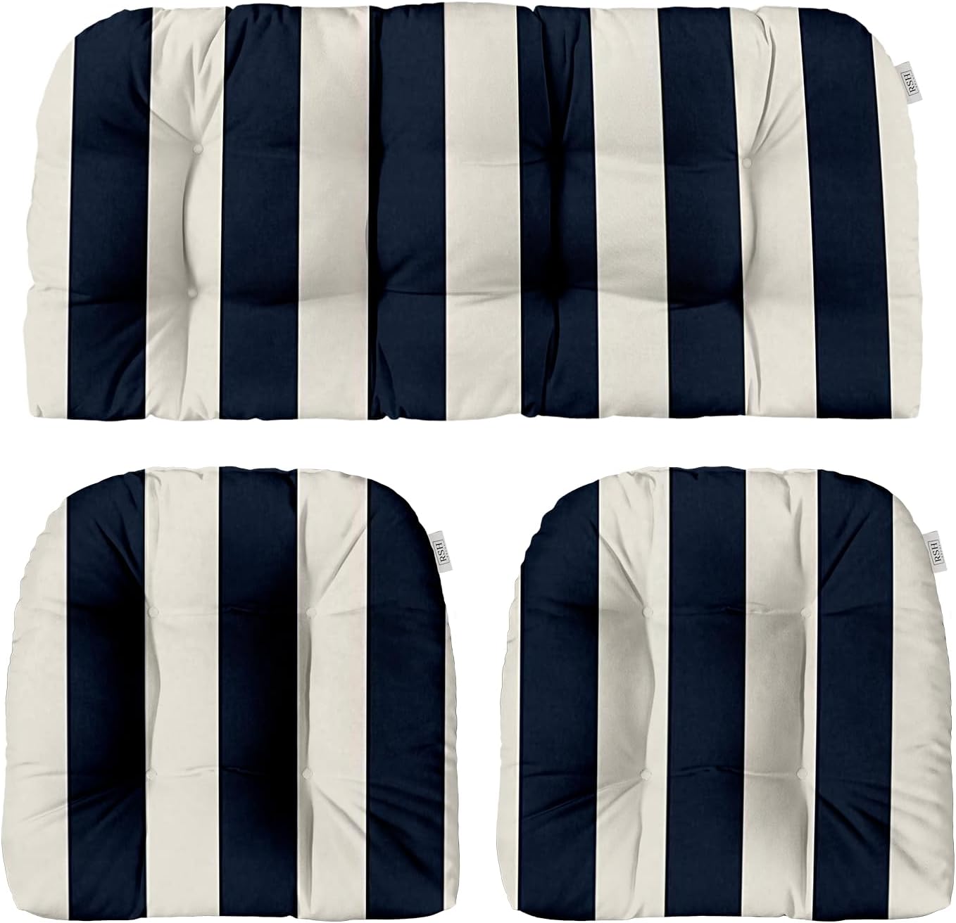 3-Piece Wicker Tufted Cushion Set for Outdoor Furniture