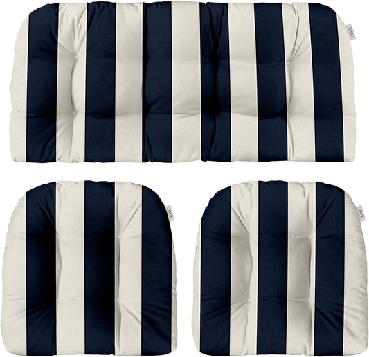 3-Piece Wicker Tufted Cushion Set for Outdoor Furniture