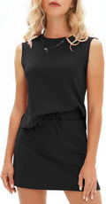 EXLURA Womens Summer 2 Piece Short Skirt Sets Sleeveless Top