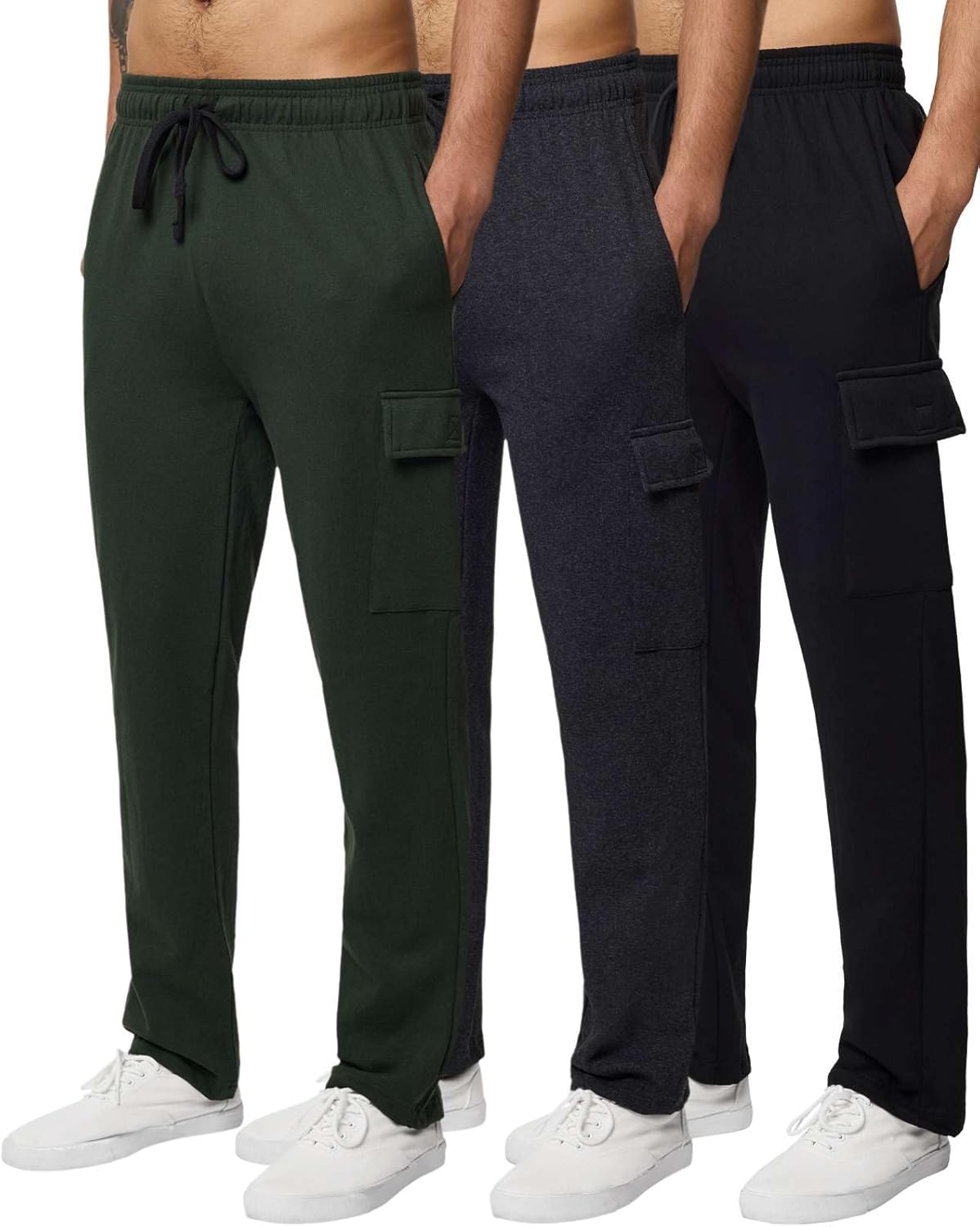 Real Essentials Men's Tech Fleece Cargo Sweatpants for Comfort
