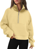 AUTOMET Womens Half Zip Cropped Pullover Sweatshirt (Style 71BS)