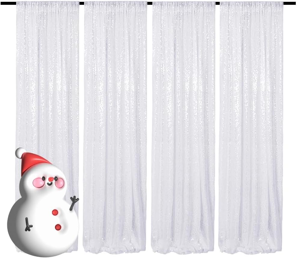 White Sequin Backdrop 2FTx8FT for Stunning Party Decor