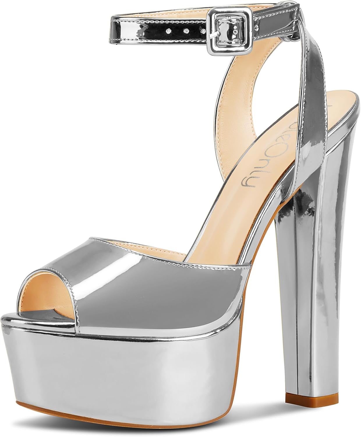 NobleOnly Womens High Block Platform Heel Peep Toe Sandals