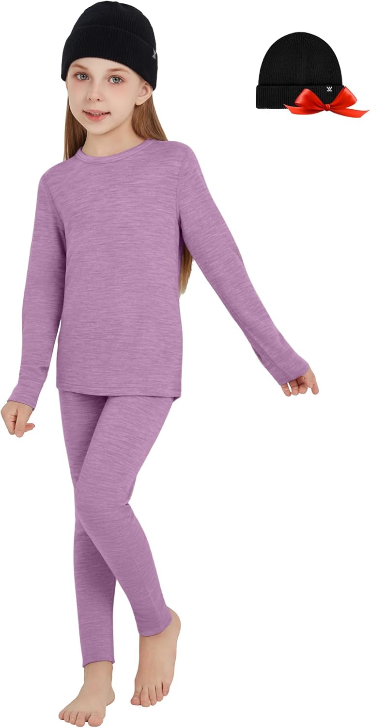 Unisex Kids' Merino Wool Base Layer Sets for Active Lifestyles