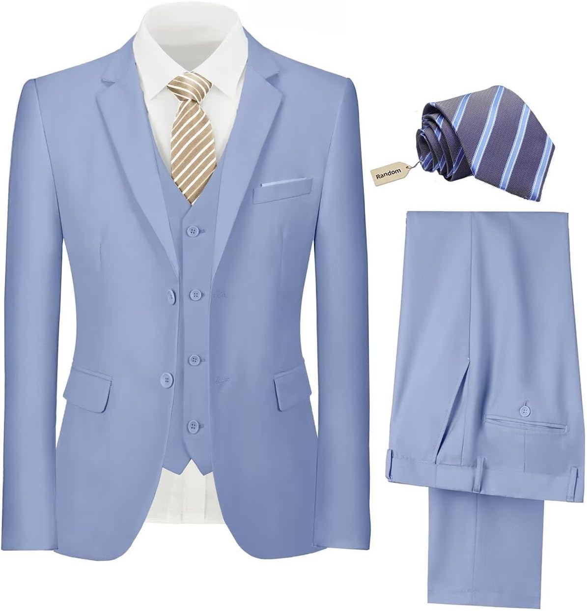 Mens Suit 3 Piece Set Slim Fit Wedding Groomsmen Suit for Men