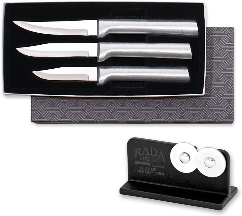 Rada Cutlery 3-Piece Paring Knife Gift Set with Sharpener