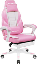 LEMBERI Pink Gaming Chair with Footrest - Big & Tall Comfort