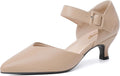 Comfortable Kitten Heels for Women Pointed Closed Toe - Dressy Nude