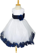 Rose Petal White Tulle Satin Flower Girl Gown - Full Length Brand