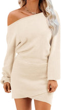 Off The Shoulder Sweater Dress - Slim Knit Mini for Fall Winter