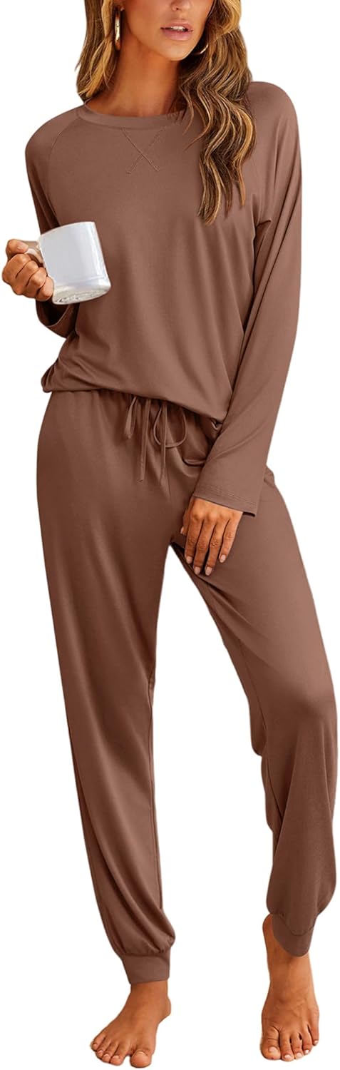 Ekouaer Pajamas Womens Long Sleeve Pj Set Comfy Sleepwear