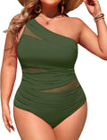 Plus Size One Piece Swimsuit for Women - One Shoulder Tummy Control