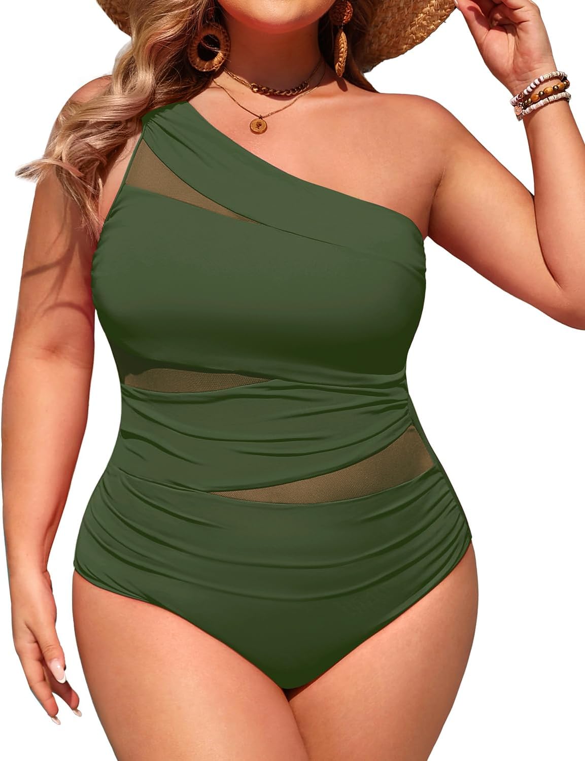 Aqua Eve Plus Size One Piece Swimsuit for Women Tummy Control