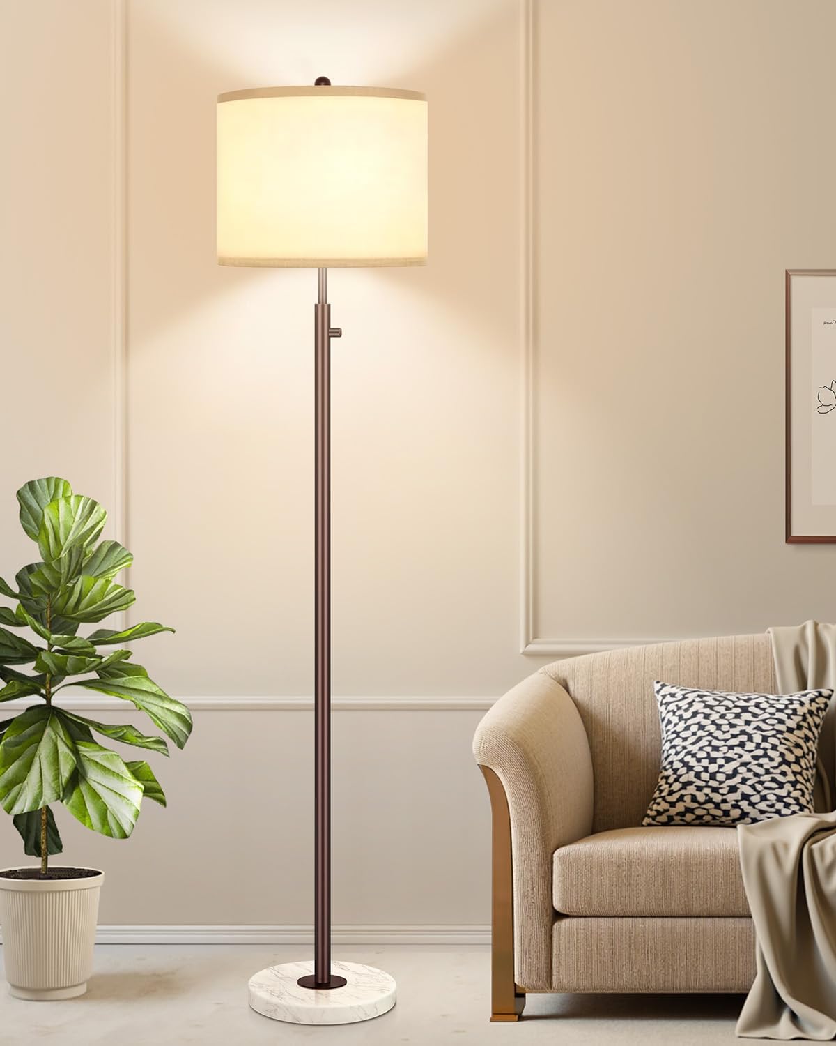 Dimmable Floor Lamp with Marble Base for Modern Living Rooms