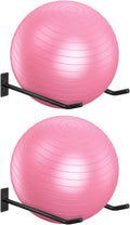 Metal Exercise Ball Holder Wall Mount (Set of 2) - Space Saving Ball