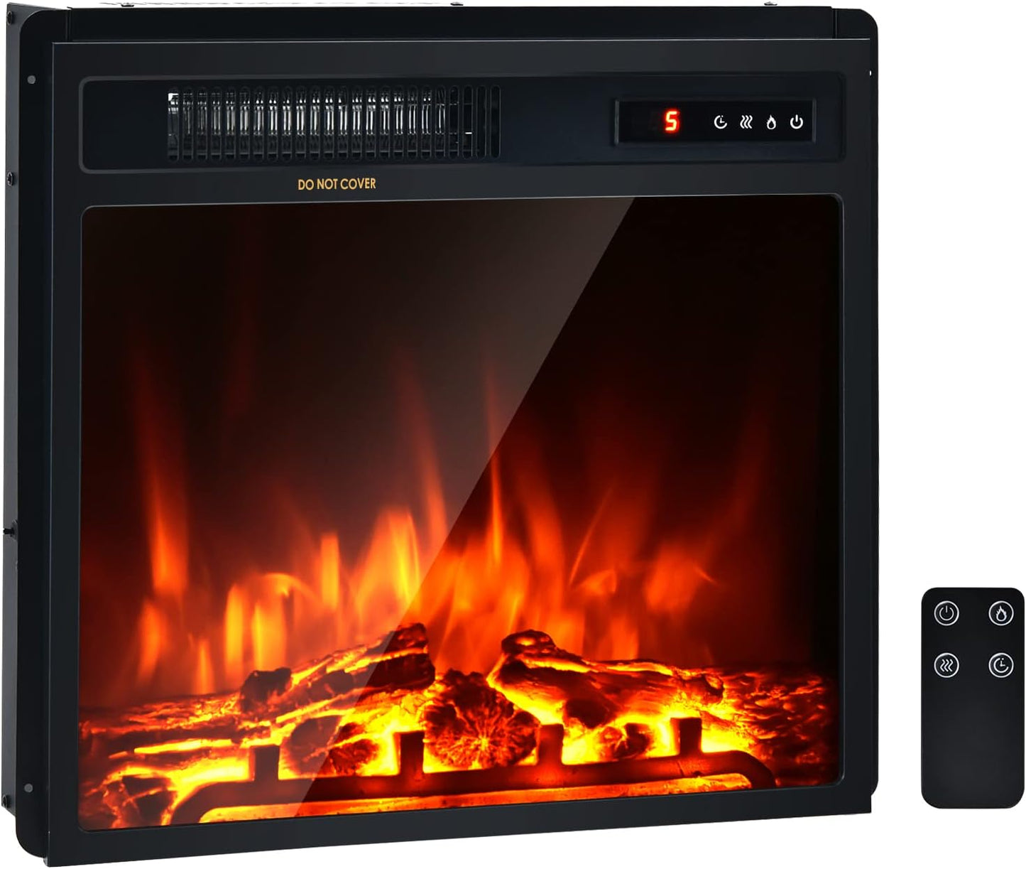 Tangkula 1500W Electric Fireplace: Adjustable Flame & Heat, Remote Control