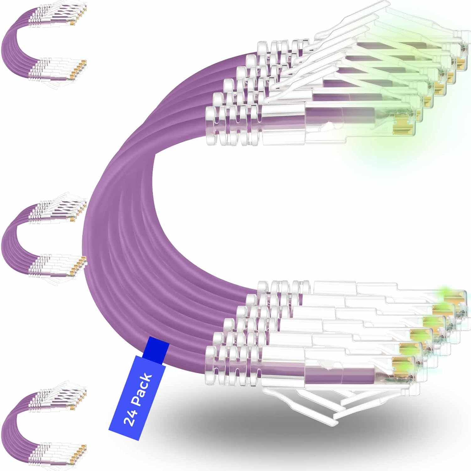 High-Performance 5ft Cat6a Ethernet Patch Cables - 24 Pack