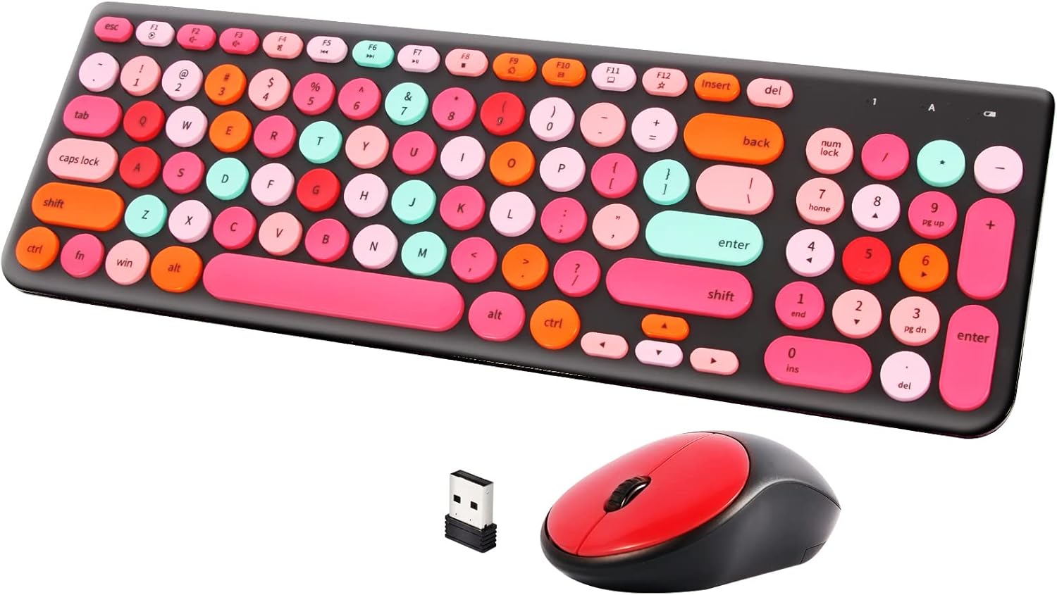 Retro Wireless Typewriter Combo, Full-Size Keys, Cute Mouse - GUKJOB