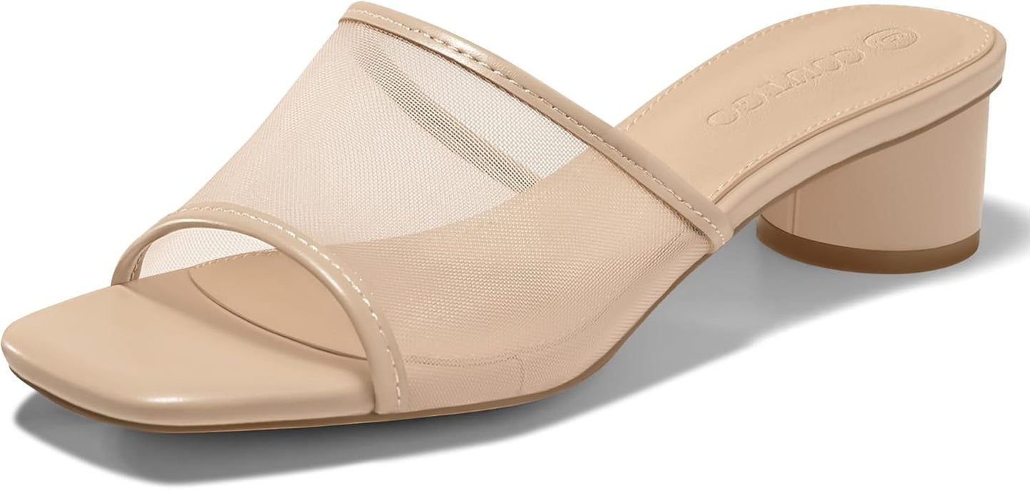 Coutgo Womens Slide Sandals with Chunky Heels for Summer