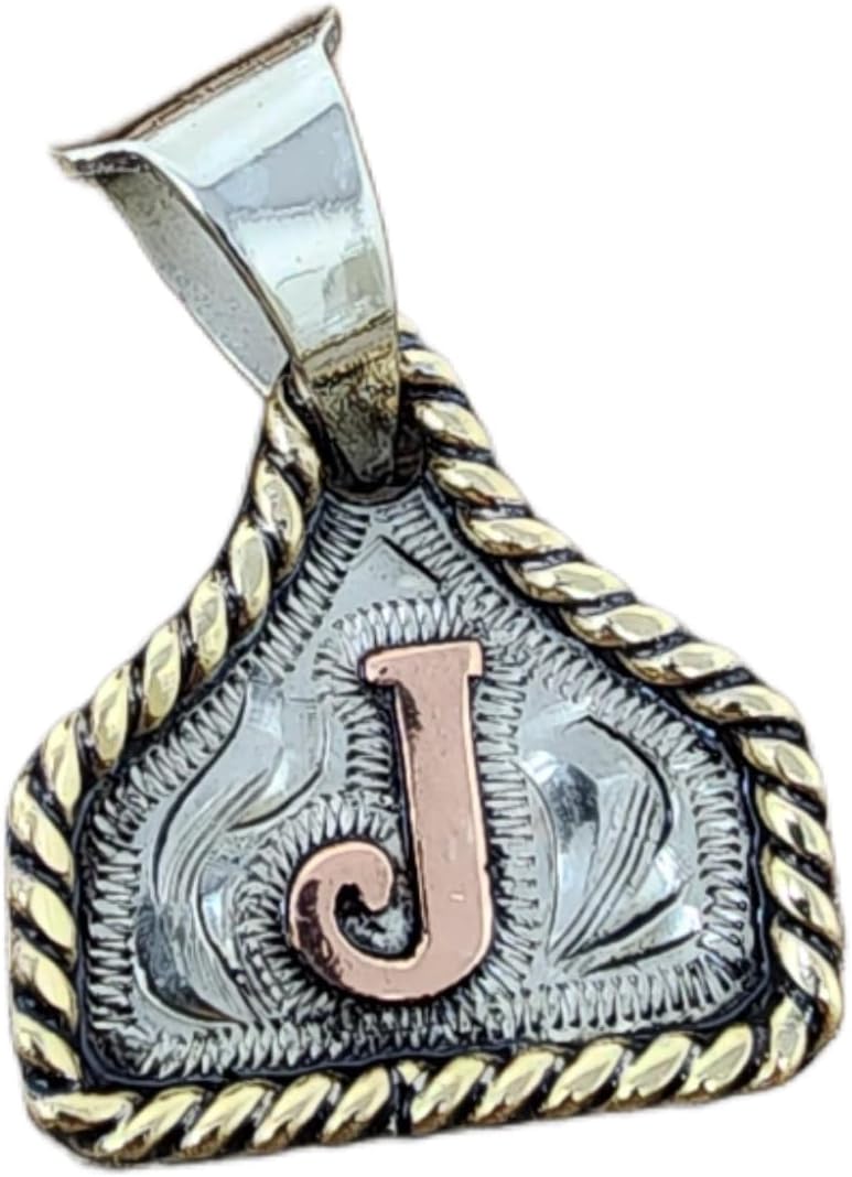 Custom Handmade Cow Tag Necklace with Copper Initial Pendant