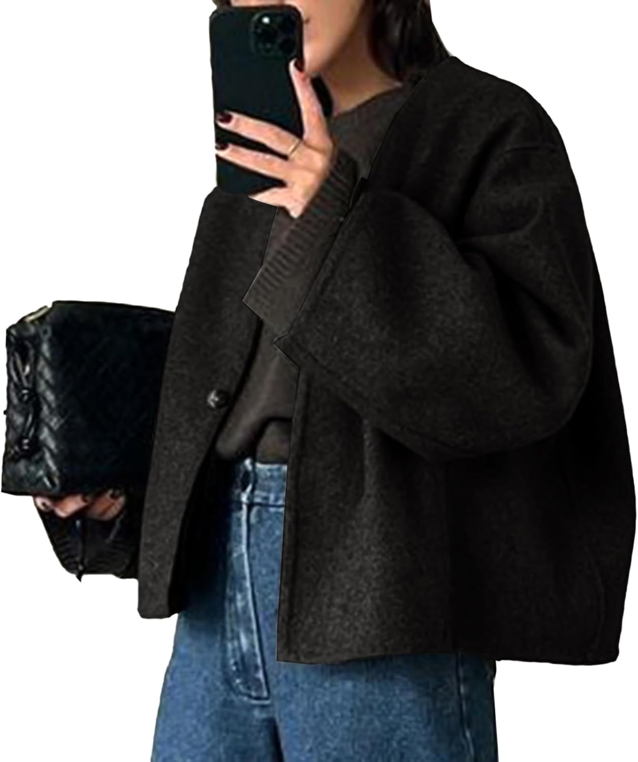 HOTIAN Women Cropped Wool Blend Coats for Fall and Winter Style